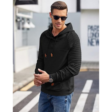 COOFANDY Mens Hoodies Pullover Long Sleeve Waffle Hooded Sweatshirts Drawstring Casual Hoody with Kanga Pocket