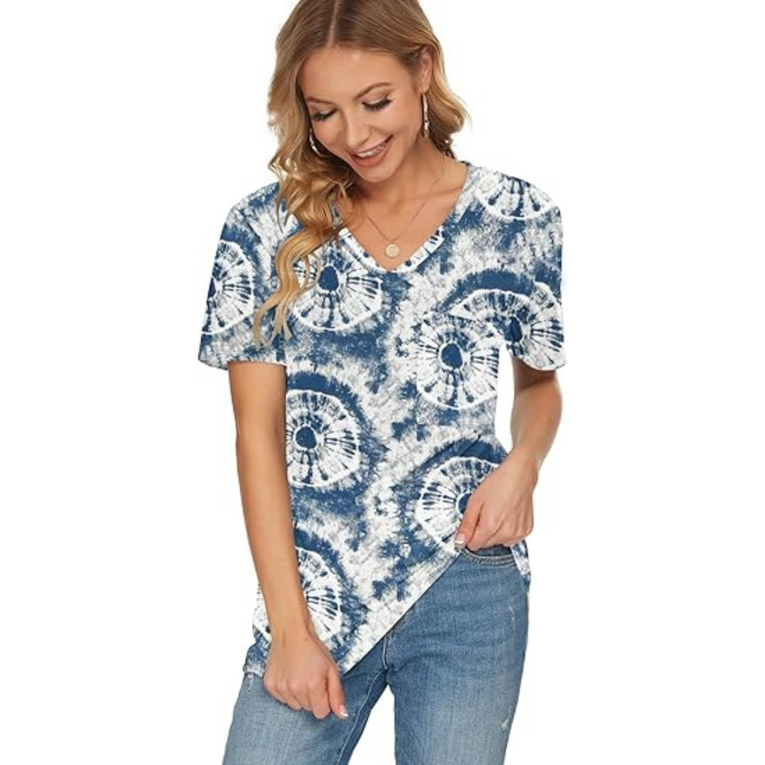 MOLERANI Womens T Shirts Short Sleeve V Neck Loose Summer Tees Basic Tunic Tops with Pocket