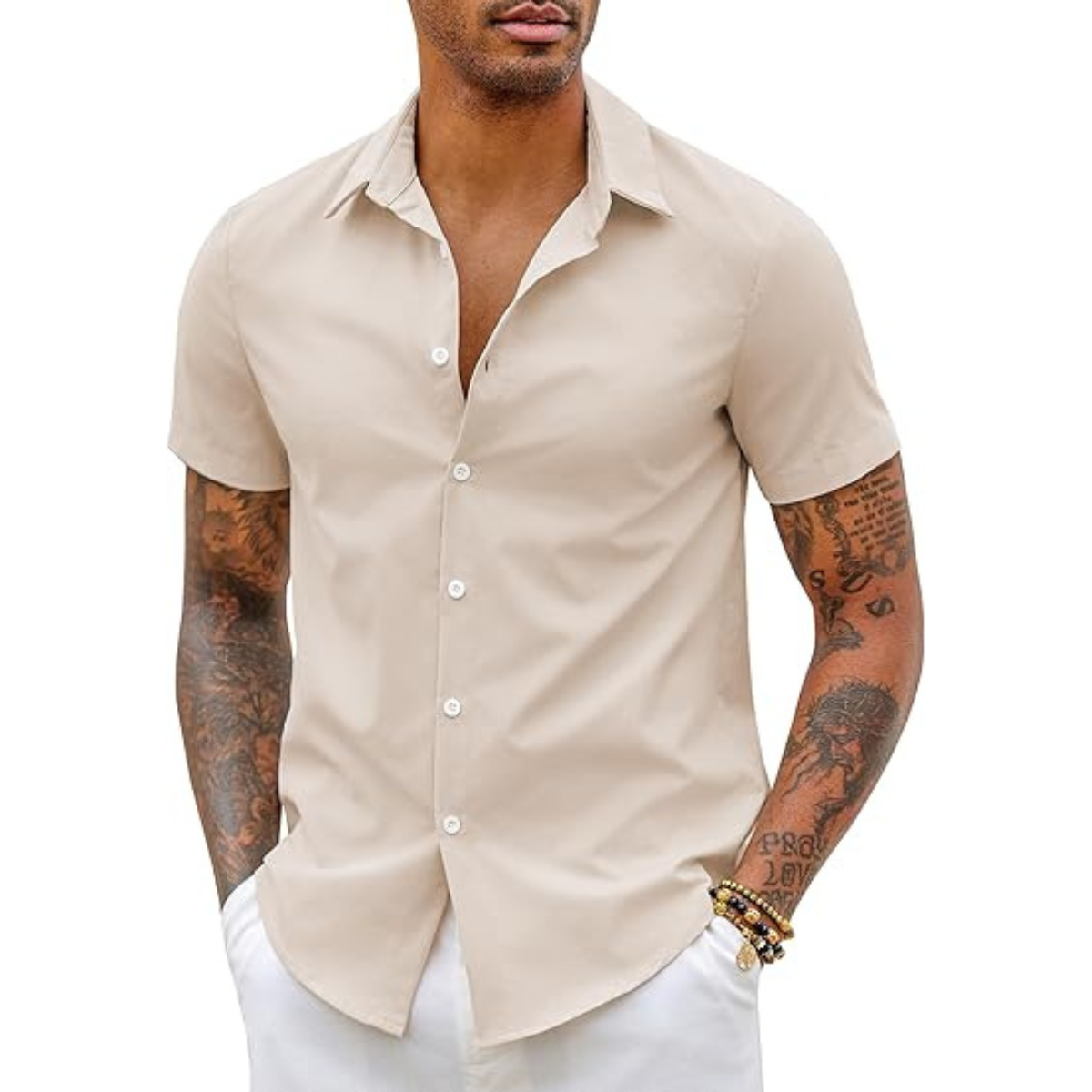 COOFANDY Mens Shirts Short Sleeve Dress Shirt Slim Fit Business Casual Shirts Work Shirt Summer Button Down Shirts
